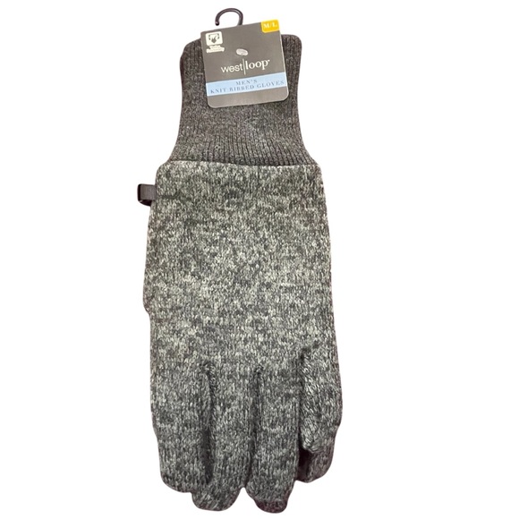 West Loop Mens Knit Ribbed Gloves Size M/L - Picture 1 of 7